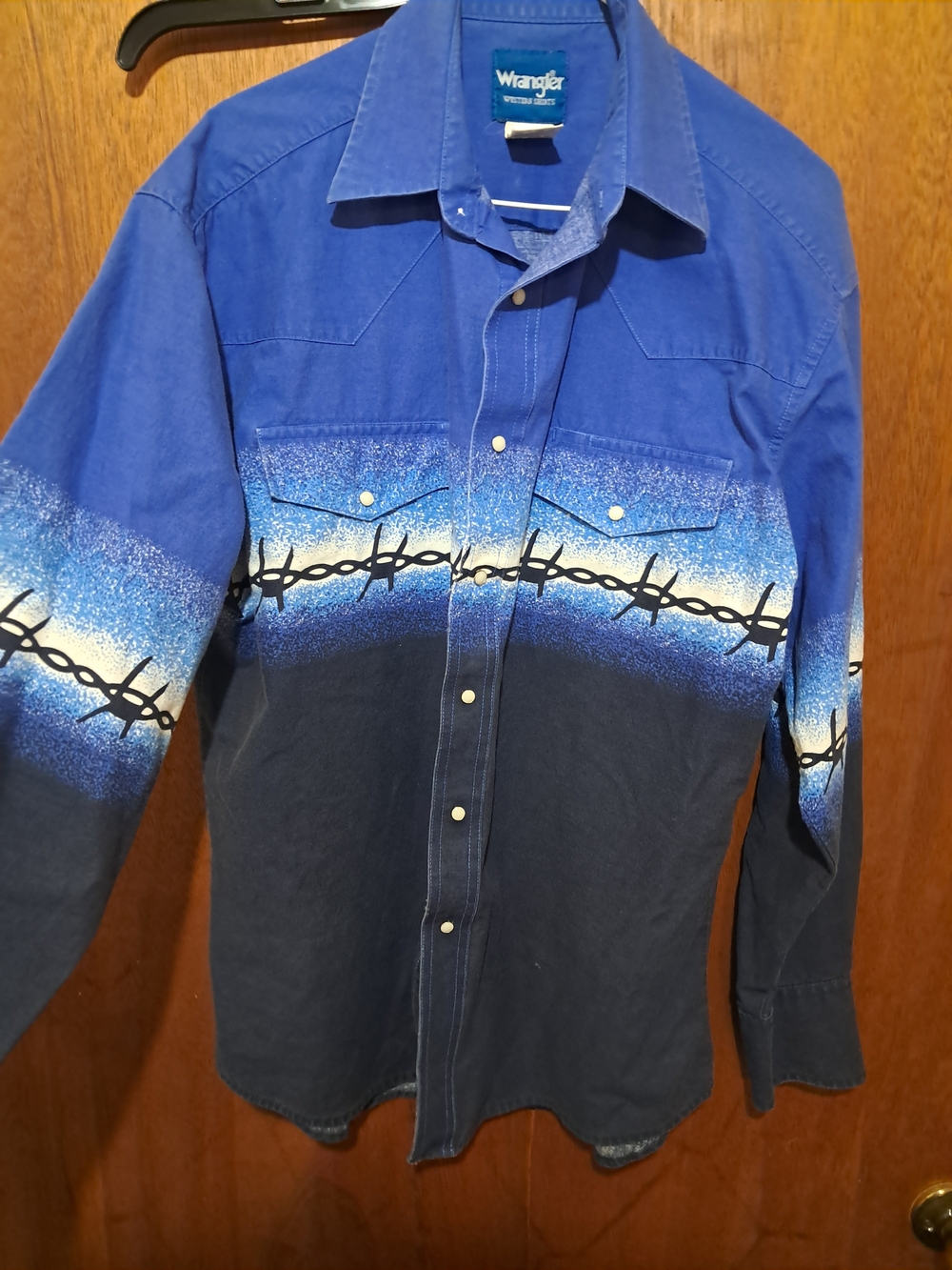 Wrangler Blue Ombre Barbed Wire Western Shirt